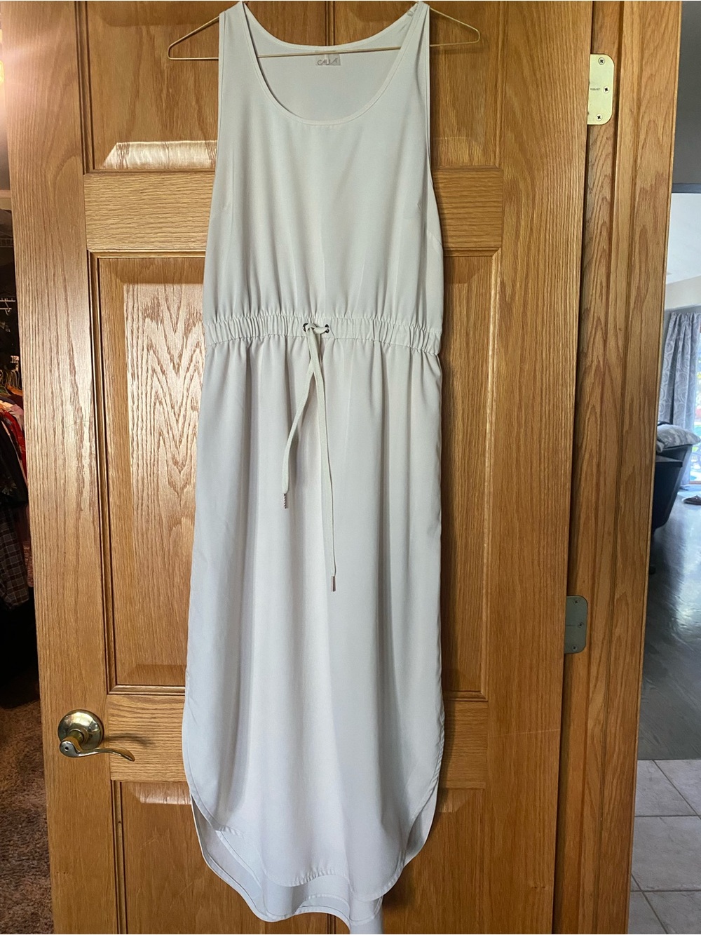 Calia Sleeveless Drawstring Waist Maxi Dress - cream